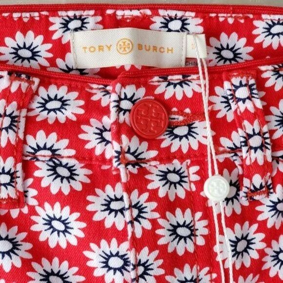 Tory Burch Noelle Floral Print Cropped Straight Leg Stretchy Jeans - Picture 3 of 7